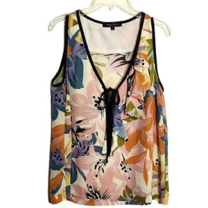 Nanette Lepore Silk Colorful Ruffled Tie Front Flowy Tank Top (Fits M-L 4)